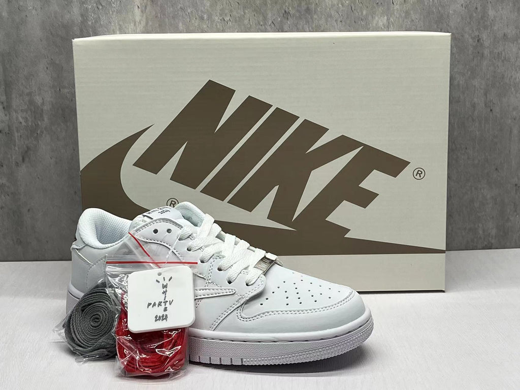 Travis Scott x Air Jordan 1 Low OG SP All‑White Reverse Swoosh