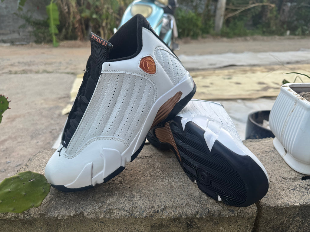Air Jordan 14 Retro White‑Gold