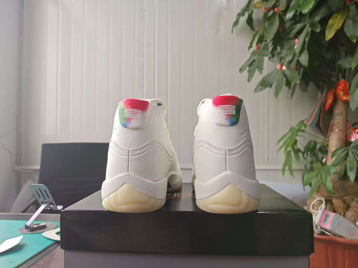 Air Jordan 11 Retro MENS WMNS Sail Off‑White Newsprint Sport Royal