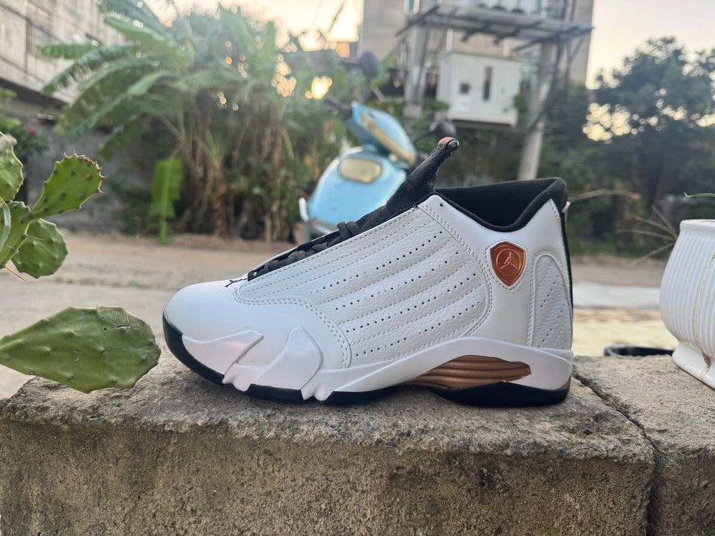 Air Jordan 14 Retro White‑Gold