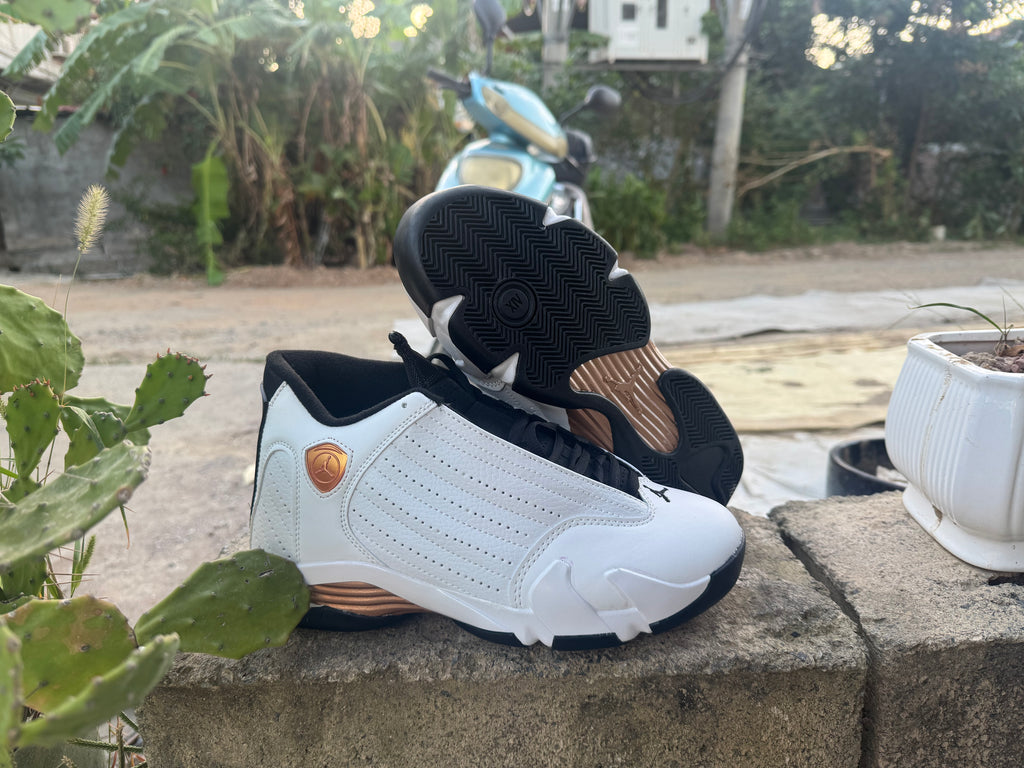 Air Jordan 14 Retro White‑Gold
