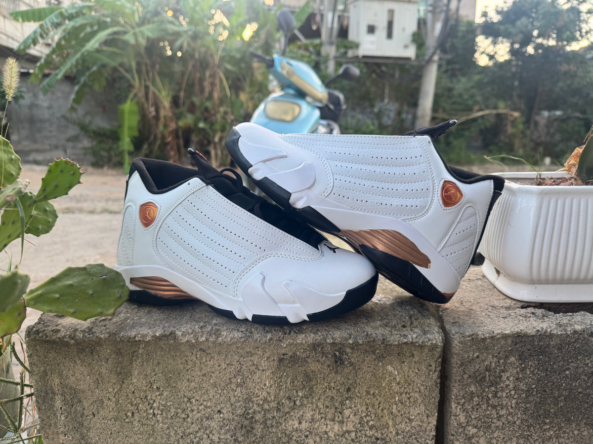 Air Jordan 14 Retro White‑Gold