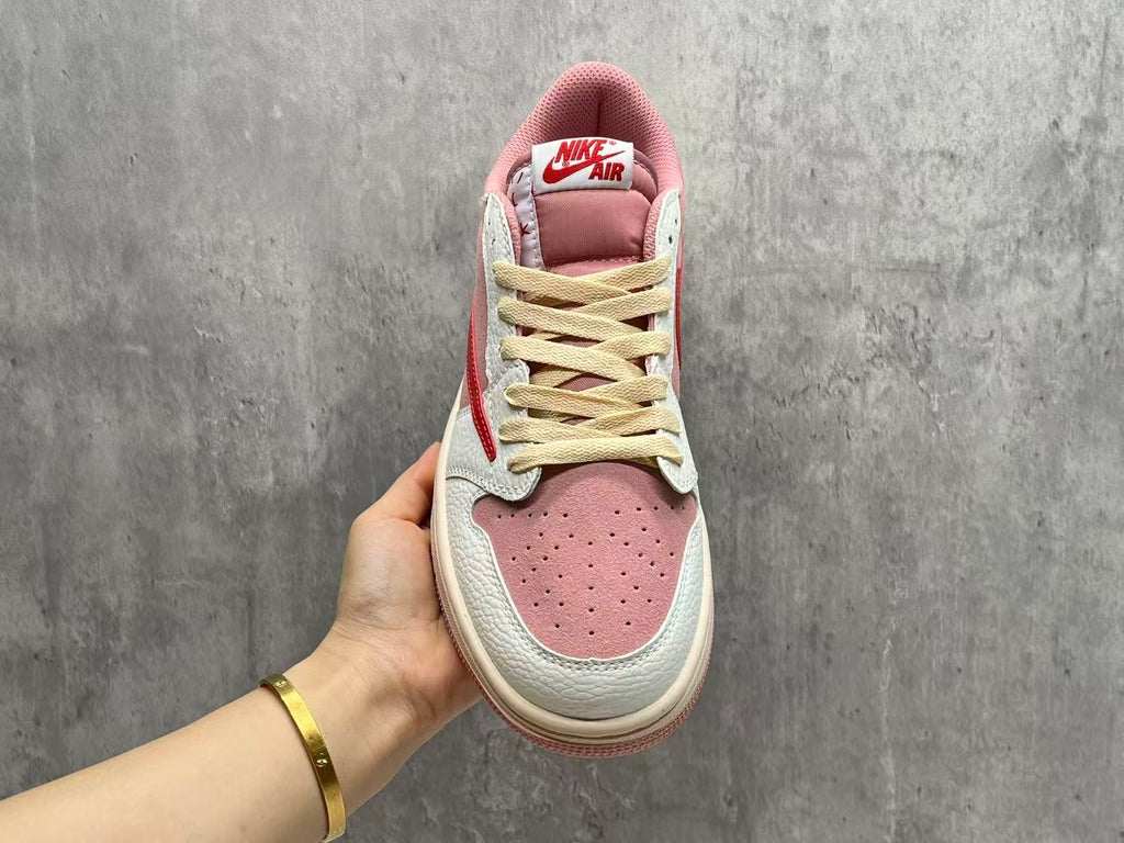 Travis Scott x Air Jordan 1 Retro Low OG SP Shy Pink Muslin Sail University Red