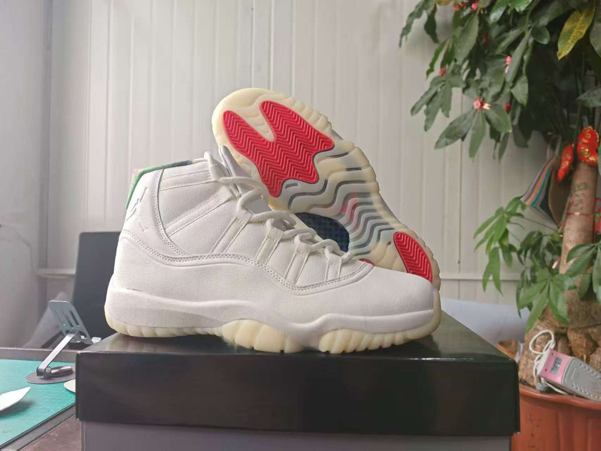 Air Jordan 11 Retro MENS WMNS Sail Off‑White Newsprint Sport Royal