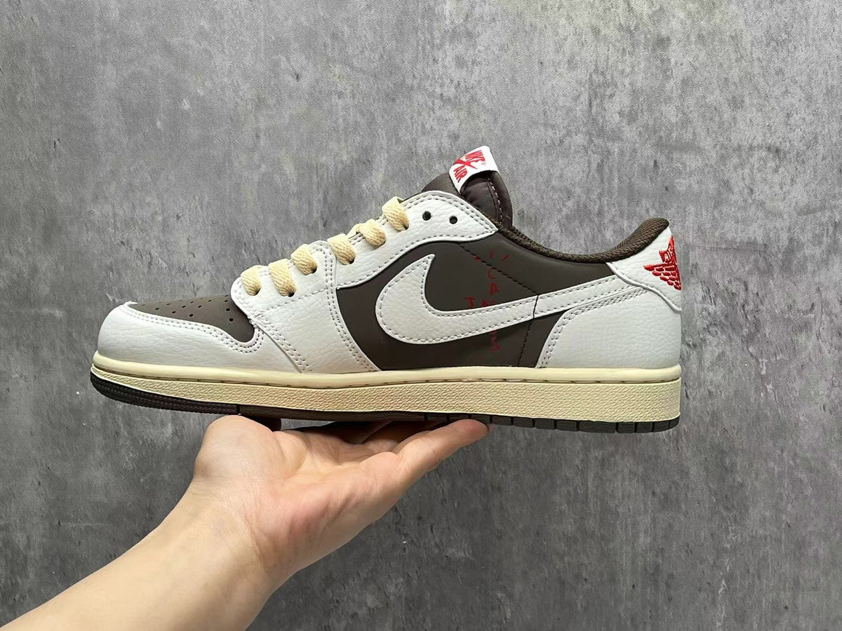 Travis Scott x Air Jordan 1 Low OG SP White‑Brown Reverse Swoosh