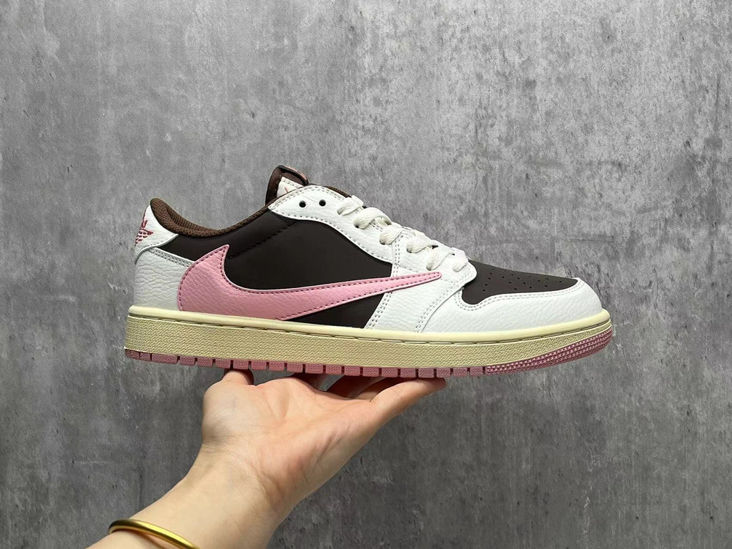 Travis Scott x Air Jordan 1 Low OG SP Brown‑Pink Reverse Swoosh