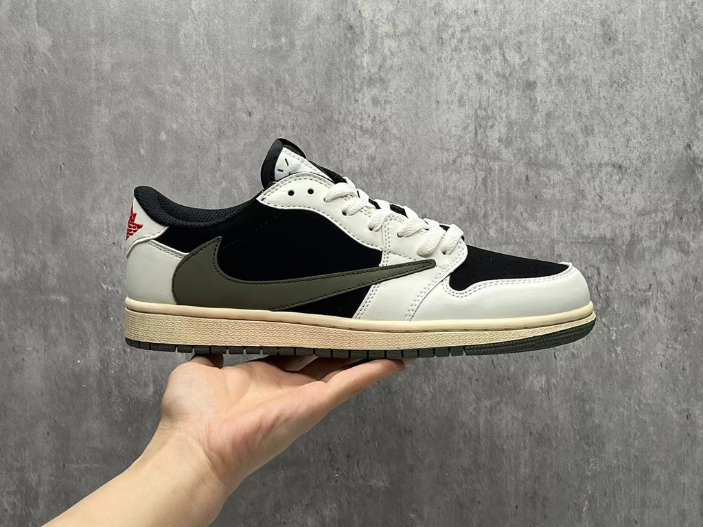 Travis Scott x Air Jordan 1 Low OG SP Black‑Olive Reverse Swoosh 5.0