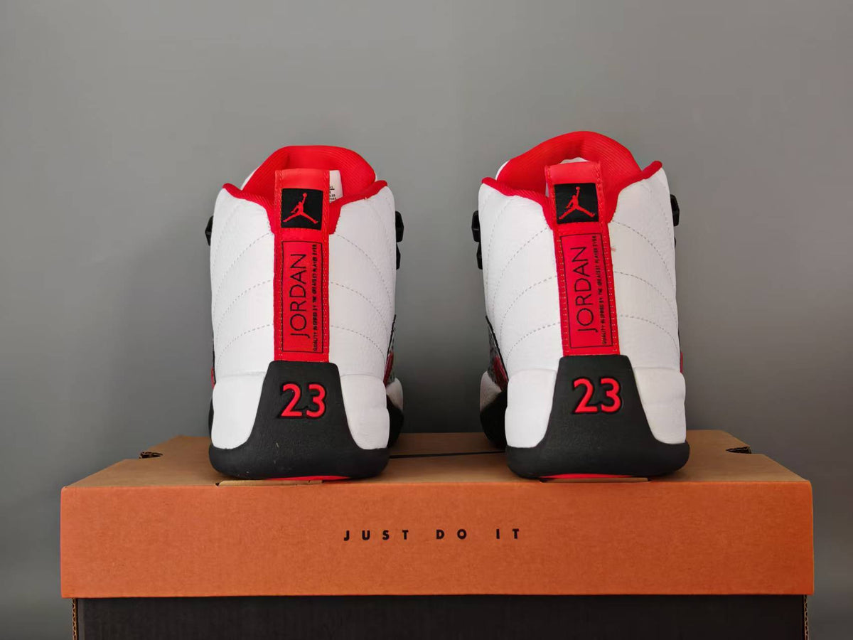 Air Jordan 12 Retro MENS WMNS Summit White Varsity Red Lizard Texture Metallic Silver