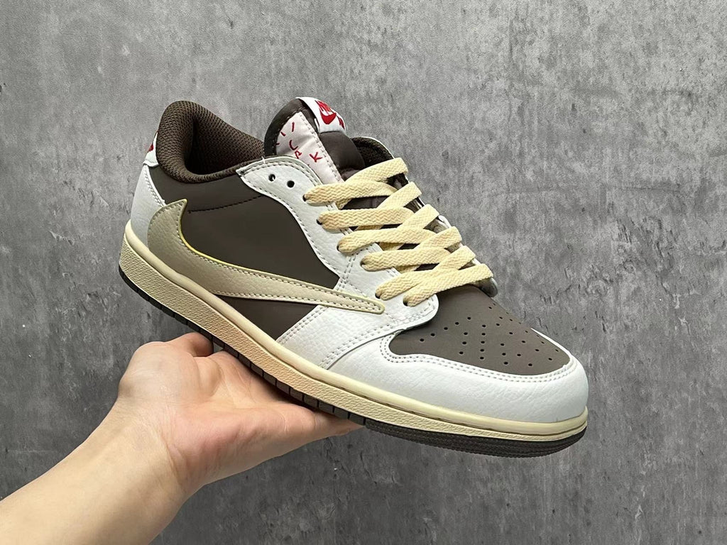 Travis Scott x Air Jordan 1 Low OG SP White‑Brown Reverse Swoosh