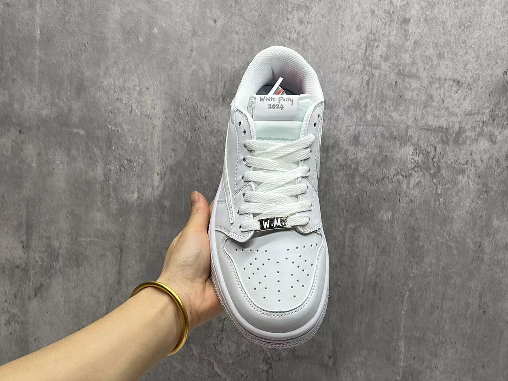Travis Scott x Air Jordan 1 Low OG SP All‑White Reverse Swoosh